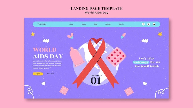 Free PSD world aids day home page template