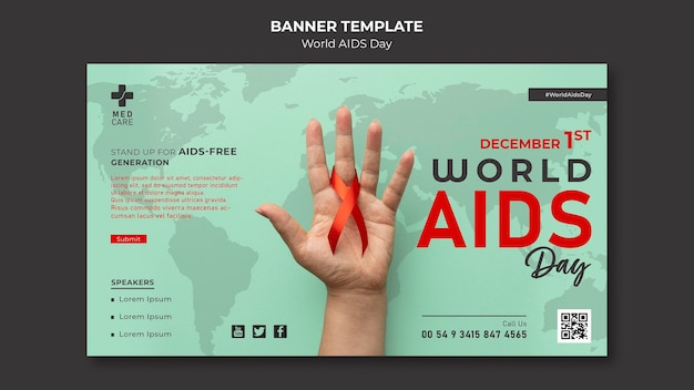 Free PSD world aids day horizontal banner template