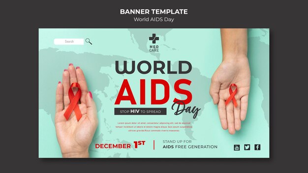 World aids day horizontal banner template