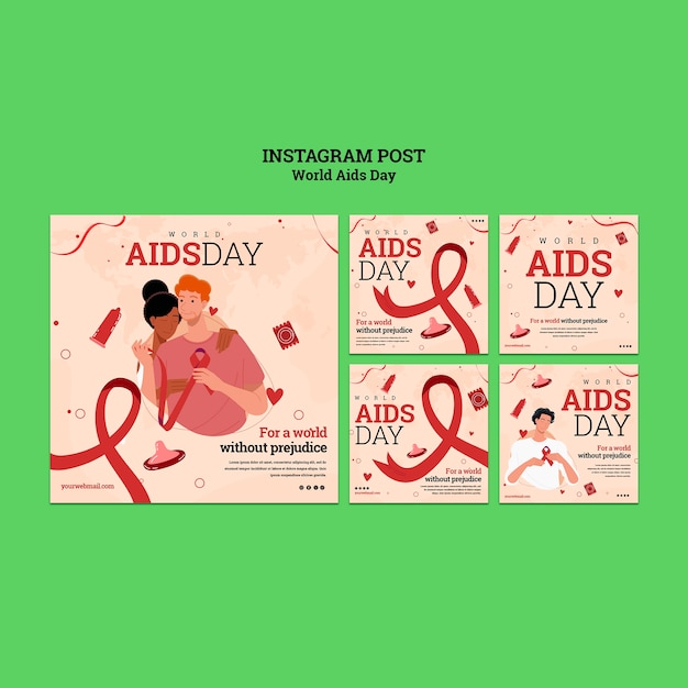 Free PSD world aids day  instagram posts