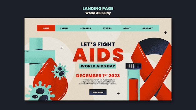 Free PSD world aids day landing page  template