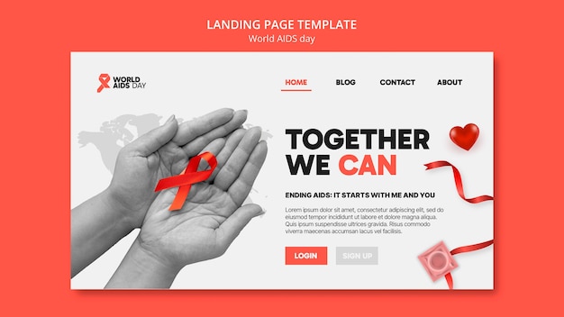 Free PSD world aids day landing page  template