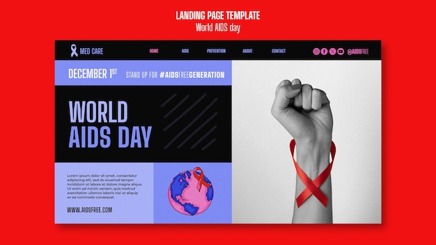 Free PSD world aids day landing page template