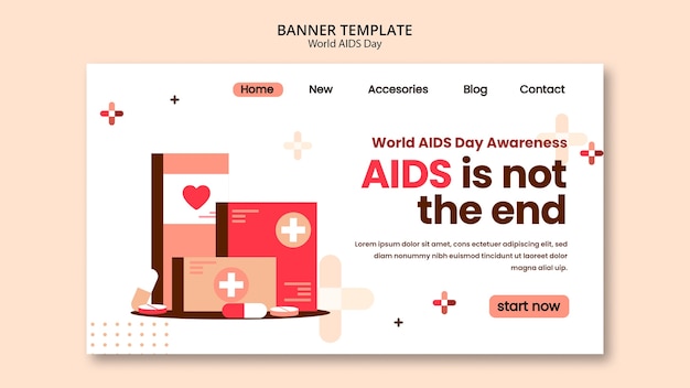 Free PSD world aids day landing page template