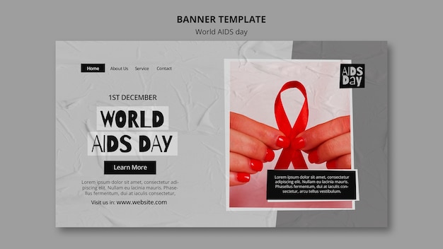 Free PSD world aids day landing page template