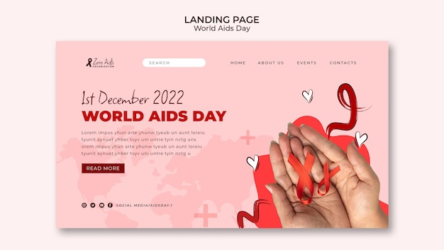 Free PSD world aids day landing page