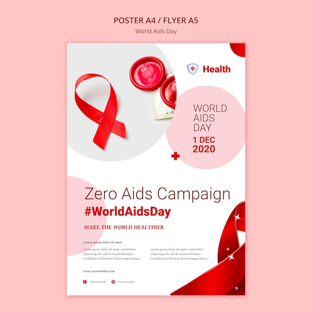 Free PSD world aids day poster template