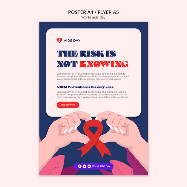 Free PSD world aids day poster template