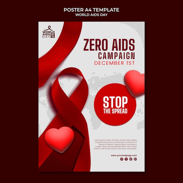 Free PSD world aids day poster template