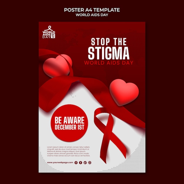 Free PSD world aids day poster template