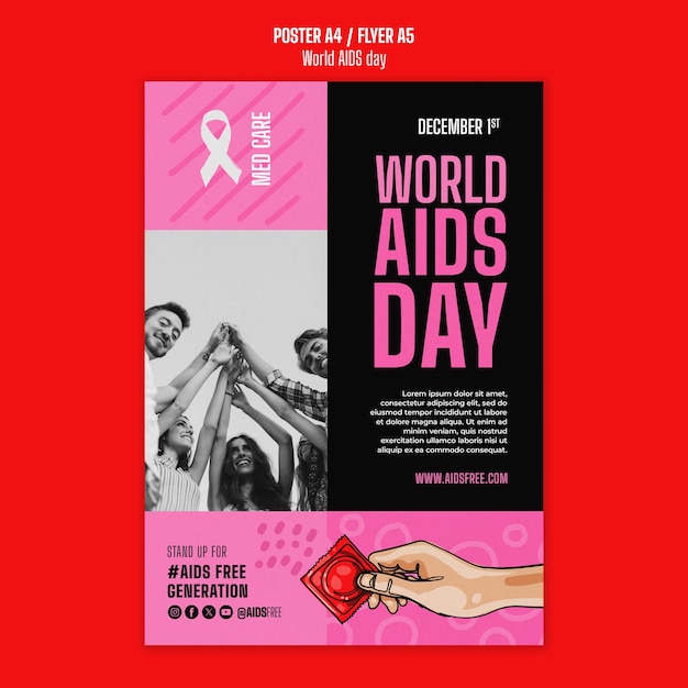 Free PSD world aids day  poster template