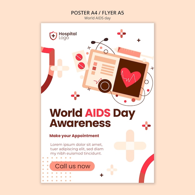 Free PSD world aids day  poster template