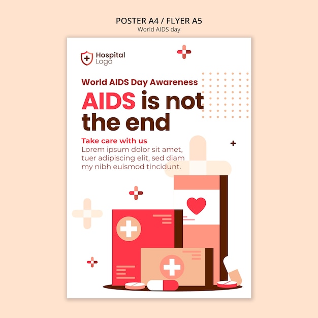 Free PSD world aids day  poster template