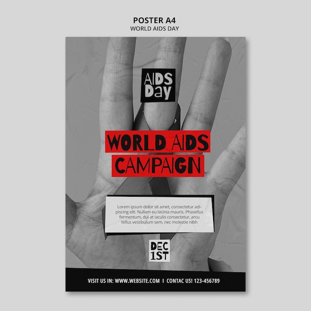 Free PSD world aids day  poster template