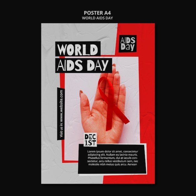 Free PSD world aids day  poster template