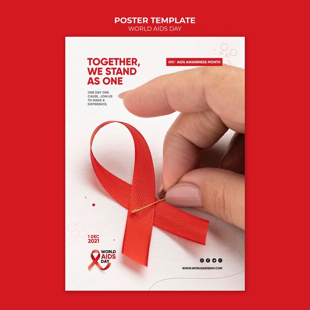 World aids day print template with red details