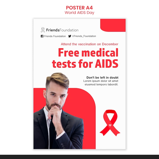 Free PSD world aids day print template with red details