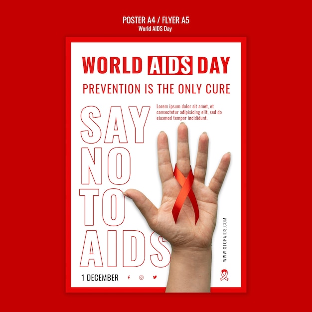 Free PSD world aids day print template with red details