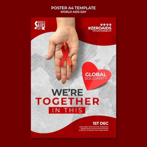 World aids day print template with red details