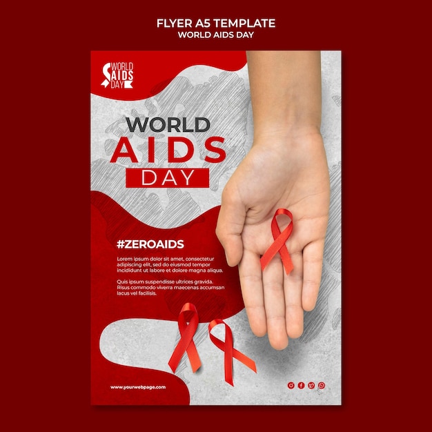 World aids day print template with red details