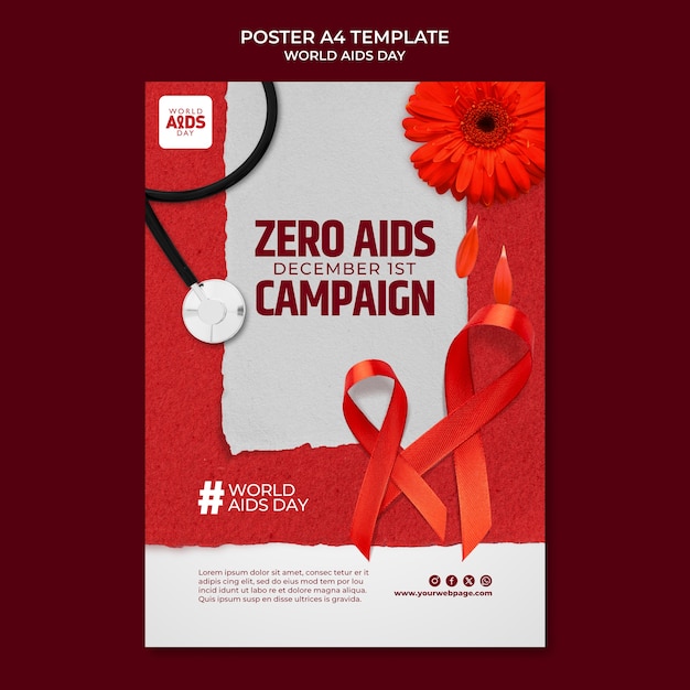 Free PSD world aids day template design