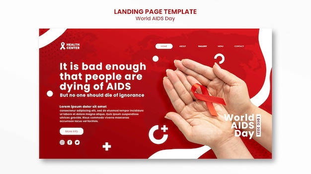 Free PSD world aids day web template with red details