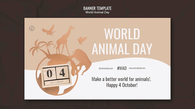 Free PSD world animal day horizontal banner template