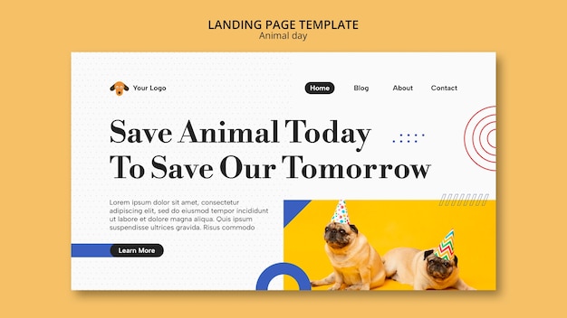 Free PSD world animal day landing page template