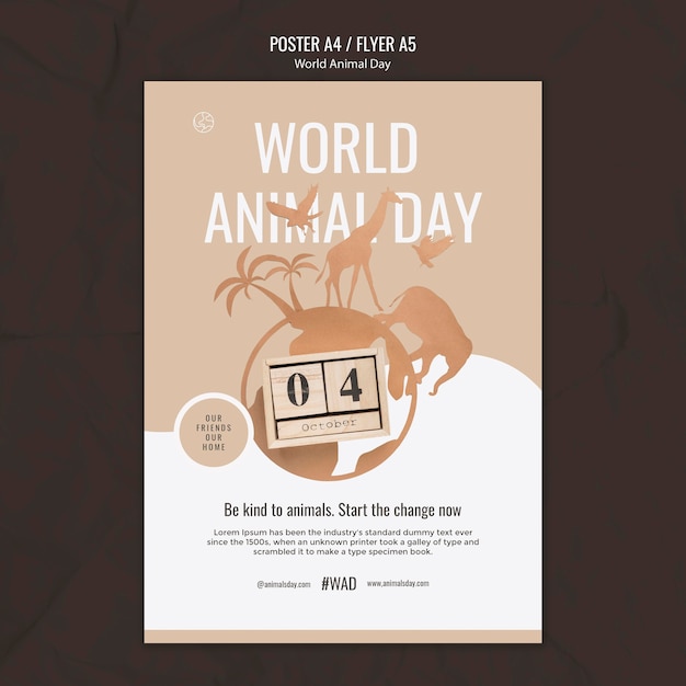 World animal day vertical print template