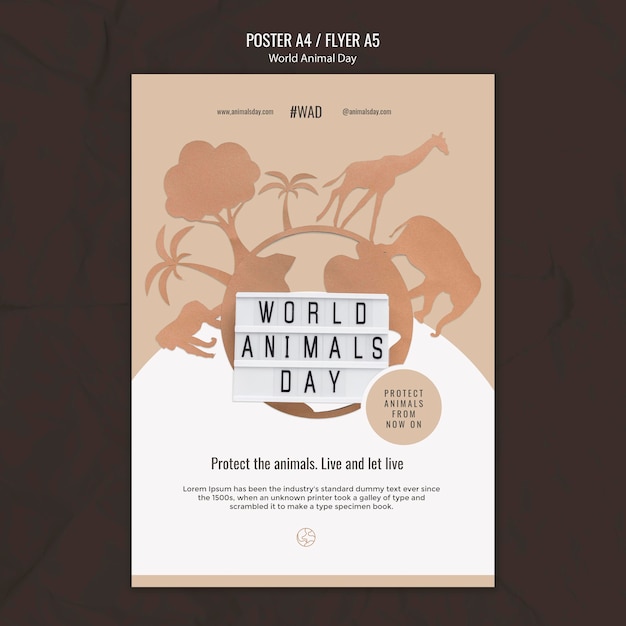 World animal day vertical print template