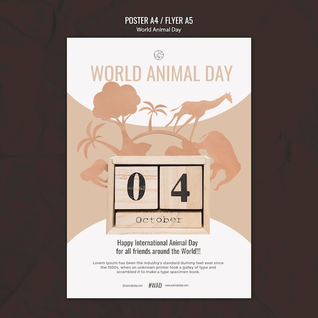 World animal day vertical print template