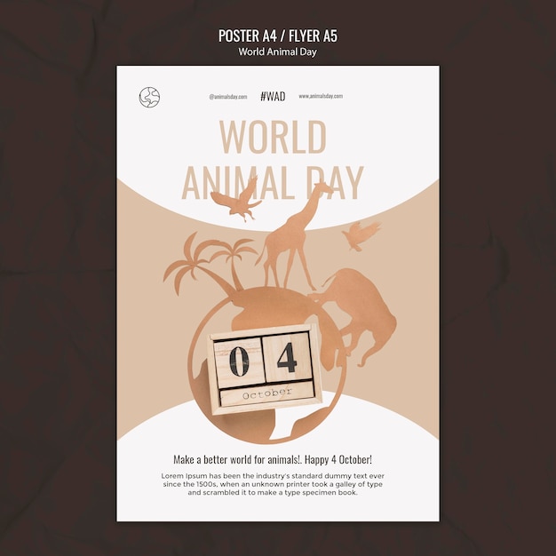 World animal day vertical print template