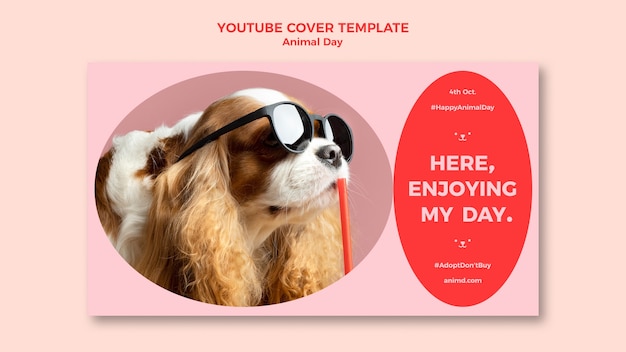 Free PSD world animal day youtube cover template with dog