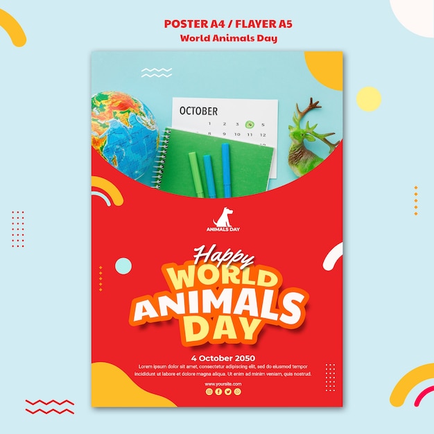 World animals day poster template