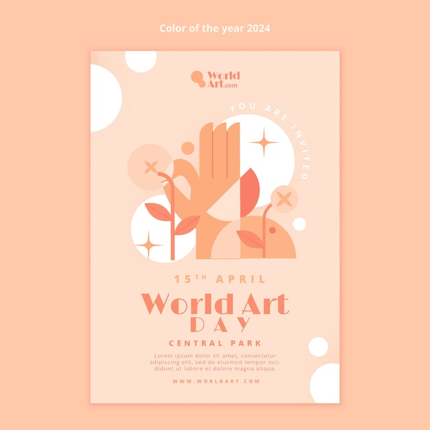 Free PSD world art day celebration invitation template