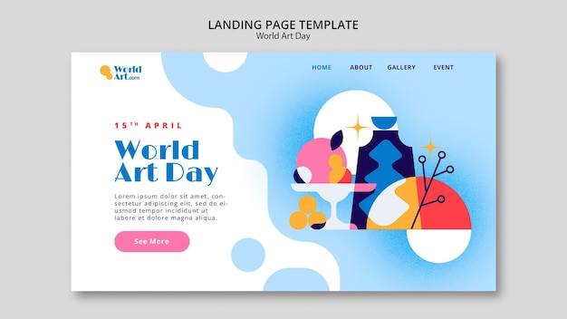 Free PSD world art day celebration landing page template