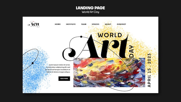 Free PSD world art day celebration landing page template