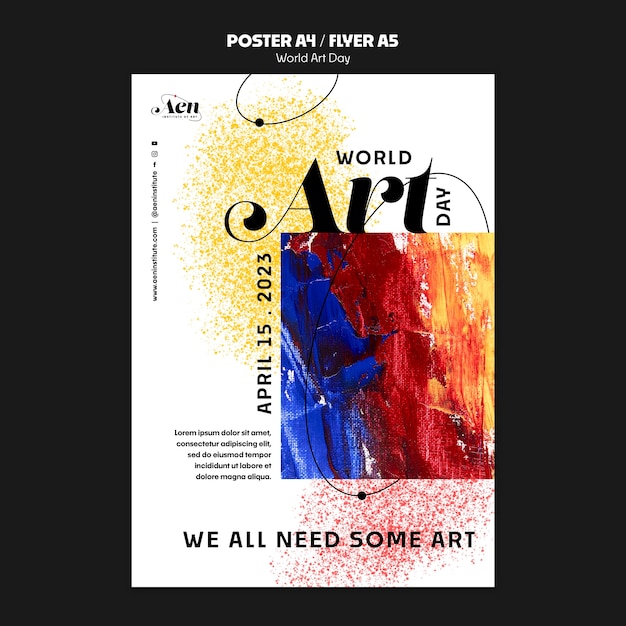 Free PSD world art day celebration poster template