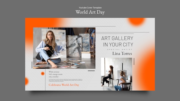 Free PSD world art day celebration youtube cover