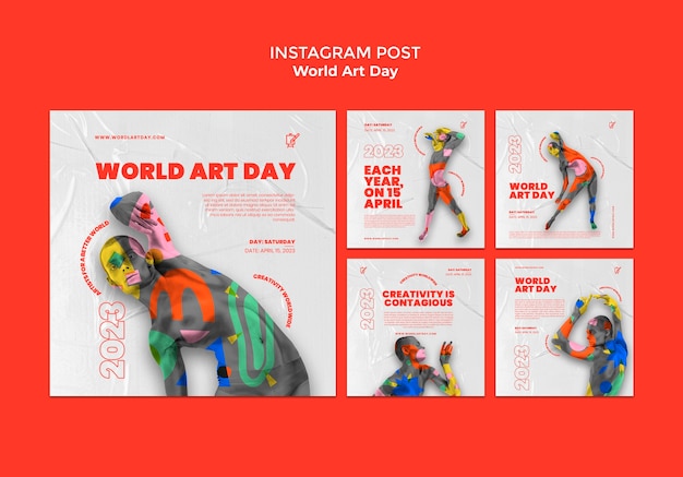 Free PSD world art day instagram posts