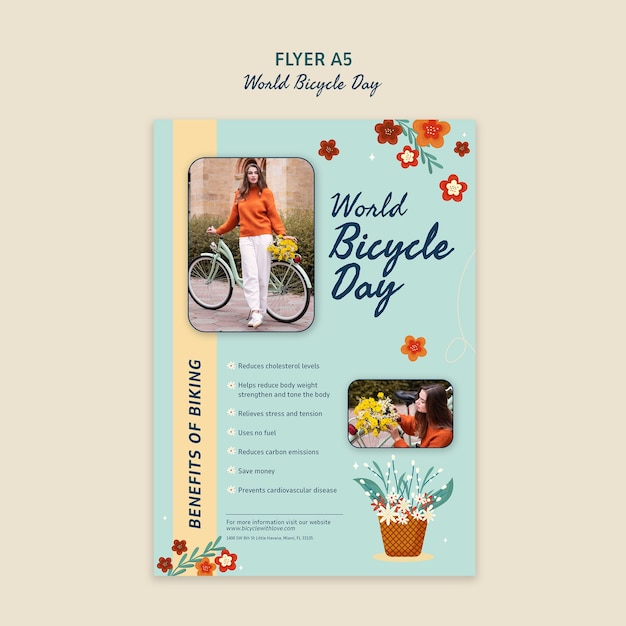 Free PSD world bicycle day celebration template