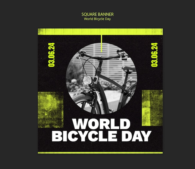 Free PSD world bicycle day template design