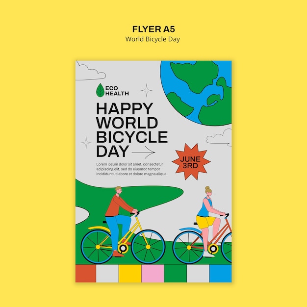 Free PSD world bicycle day template design