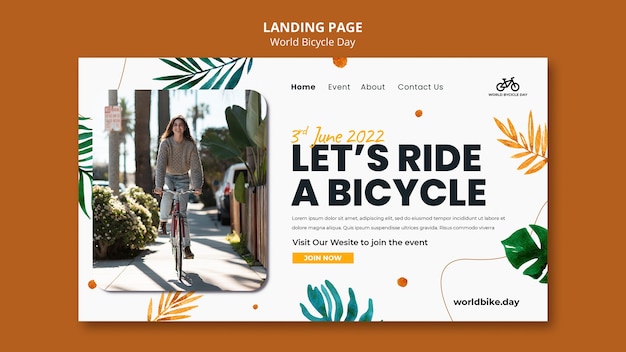 Free PSD world bicycle day web template