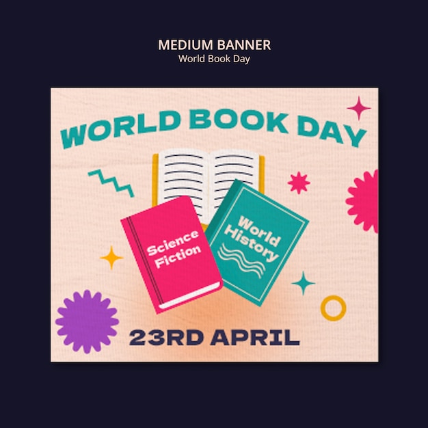 Free PSD world book day celebration banner  template