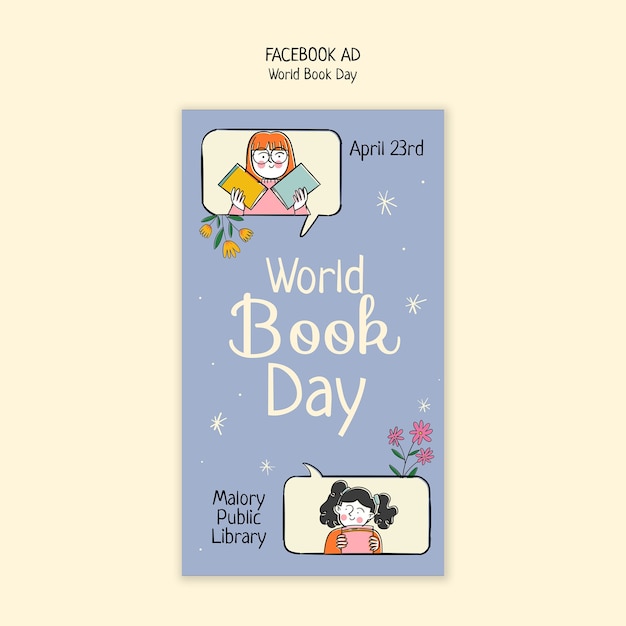 Free PSD world book day celebration facebook  template