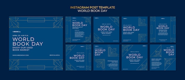 Free PSD world book day celebration instagram posts