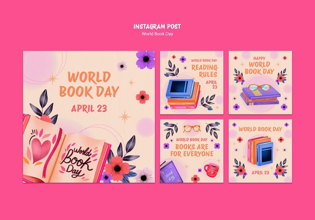 Free PSD world book day celebration instagram posts