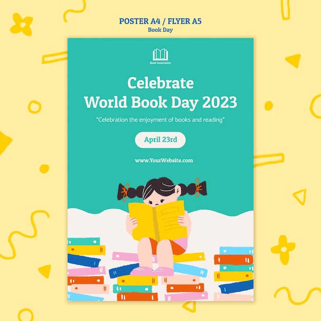 Free PSD world book day celebration poster template