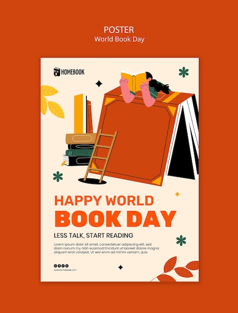 Free PSD world book day celebration poster template